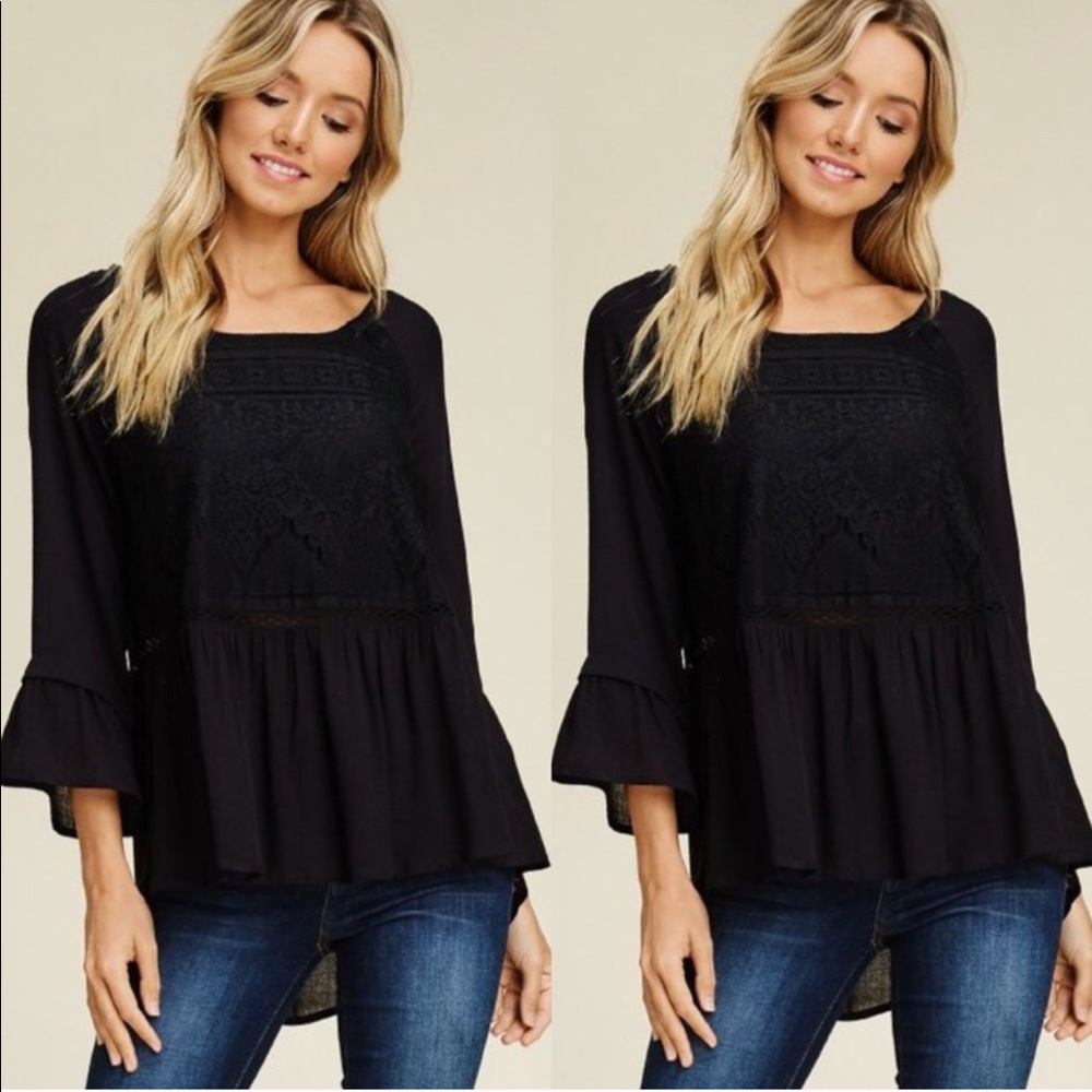 Ruffled High-Low Top With Criss Cross Back - Picture 2 of 7